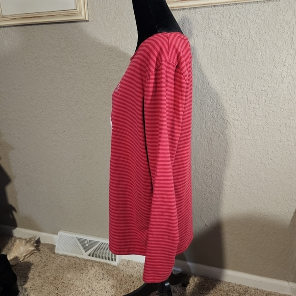 Christopher &‎ Banks Womens XL Red Striped Llama Long Sleeve T Shirt Top - Picture 4 of 10